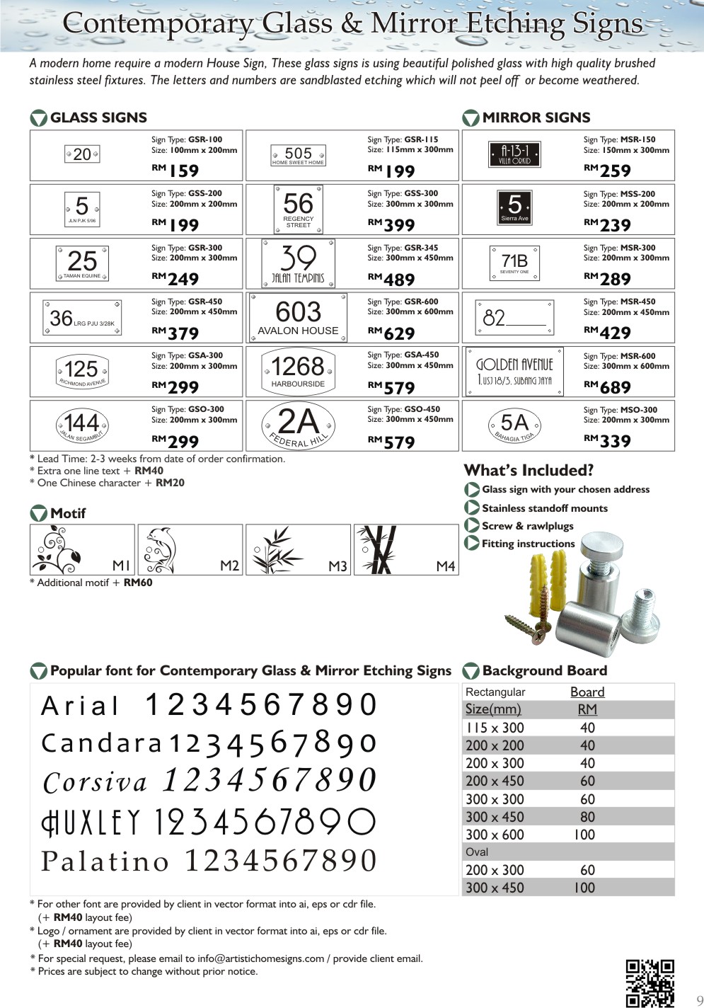 2015 Contemporary Glass Etching Signs Selection